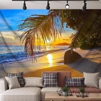 ราคา [1377คนคอลเลกชัน] Sea View Beach ผ้าพื้นหลังเรียบง่ายสไตล์นอร์ดิกห้องนอนห้องนั่งเล่นภาพตกแต่งสดภูมิทัศน์ชายหาด Tapestry BM6P (52459619004)