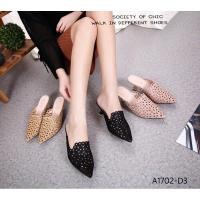 ราคา A1702-D3 รองเท้าเปิดส้น หนังนิ่มฉลุลาย ที่ใส่แล้วดูแพงทันที (1398995740)