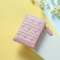 ราคา กระเป๋าสตางค์ ใบสั้น ปักลายดอกไม้ ขนาดเล็ก แบบพกพา พับได้--6910 (22173960183)