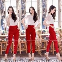 ราคา เสื้อลูกไม้​สีขาว​+กางเกงสีแดง (2060198175)