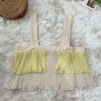 ราคา [มือสอง] สายเดี่ยวชีฟองอัดพลีท ผ้าเลเยอร์ สีครีม เหลือง ชุดใส่ไปทะเล (24533319452)