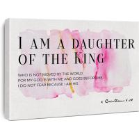 ราคา พระคัมภีร์ Verss ผ้าใบ Wall Art I Am ลูกสาวของ King พิมพ์กรอบสีน้ําภาพวาดคริสเตียนงานศิลปะ To Hang Home Girl Nursery Decor 5x5 นิ้ว (52310378846)