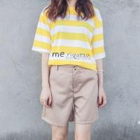 ราคา เสื้อยืดแขนสั้นผ้า cotton ลายขวางขาว-เหลือง ☁️ (936983100)