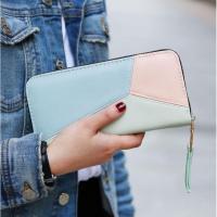 ราคา กระเป๋าสตางค์หนังผู้หญิง WA018M4 PINK สีฟ้าอ่อน PASTEL POLYGON กระเป๋าสตางค์ใบยาวเกาหลี FASHION BATAM (29709966170)