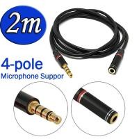 ราคา สายออดิโอ 3.5 mm 4-pole Audio Extension Cable Male To Female Jack Aux Stereo Microphone Headphone Connector 2m (6836448625)