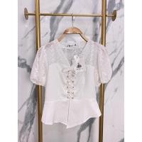 ราคา ⭐️เสื้อแขนสั้นสีขาวแต่งผ้าลูกไม้⭐️ (14372477357)