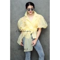 ราคา เสื้อแขนพองผูกโบว์ด้านหน้า (22159678793)