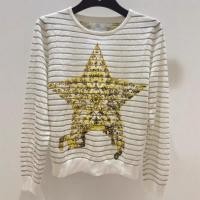 ราคา MAQO CD# Women's Clothing2026New gold stripe pentagram print round neck long sleeve knit sweater (50011228198)