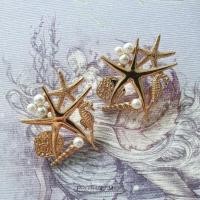 ราคา Mermaid Gold Earrings : ต่างหู ตุ้มหู เมอร์เมด นางเงือก ปลาดาว ม้าน้ำ สีทอง (20129602120)
