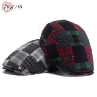 ราคา PINCHA หมวกเบเร่ต์ลายเช็กเกอร์ ออกแบบปักงานฝีมือ สไตล์วินเทจและฮิปฮอป (26444519005)