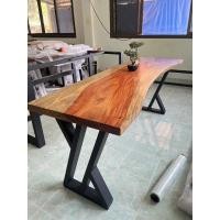 ราคา MPT2Wood-Steel โต๊ะทำงาน โต๊ะกินข้าว ท๊อปไม้จริง ไม้ธรรมชาติแผ่นเดียว ขาเหล็กสีดำ ขนาด ก50-60xส75xย180ซม. (22239686595)