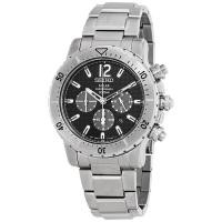 ราคา Karnvera Shop นาฬิกาข้อมือผู้ชาย Seiko SSC223P1 Solar Black Dial Stainless Steel Chronograph Men's Watch (23204855739)