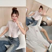 ราคา เสื้อยืดแขนสั้น ผ้าหนานุ่มนิ่ม กระดุมสแนปทรงสวย Size: M (50108528863)