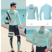 ราคา ชุดว่ายน้ำคู่ ชุดว่ายน้ำผู้ชาย ชุดว่ายน้ำแขนยาว กัน uv (240730619)