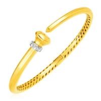 ราคา Nathalias NY สร้อยข้อมือทองคำแท้ 14K ประดับเพชร 14k Yellow Gold Hinged Bangle Bracelet with Diamond (56961016431)