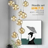 ราคา Staircase Chandelier Modern Minimalist Duplex Hollow Living Room Lamp Villa Large Chandelier Creative Rotating Staircase (53400509449)