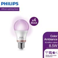 ราคา [แพ็ค4]Philips WiZ Color Ambiance bulb - หลอดไฟเปลี่ยนสีอัจฉริยะ เปลี่ยนสีได้ 16 ล้านสี 8.5 วัตต์ (22777657976)