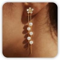 ราคา SmileBelle Pearl Earrings For Women, Ear Climbers Earrings For Women Silver Bow Drop Jewelry, Freshwater Pearl Bridal Je (43380493417)