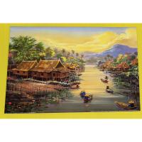 ราคา วิวธรรมชาติ วิวบ้านริมน้ำ เรือในแม่น้ำ ติดบ้าน ร้านค้า ของขวัญ ขึ้นบ้านใหม่ ขนาด 16 x20 นิ้ว (29953487968)