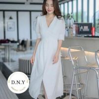 ราคา เดรสขาว เดรสยาว ลูกไม้ฉลุ งานป้าย DNY ไซส์ XL (4416740445)