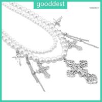 ราคา กู สร้อยคอจี้ไม้กางเขนสไตล์โกธิคเก๋พร้อมลูกปัดมุกเทียมสําหรับผู้หญิง (48860816293)