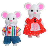 ราคา ตุ๊กตาสำหรับเล่นบ้านตุ๊กตากระต่ายหนูหมีกระกรอก Happy Family แบบ Sylvanian Families มีตุ๊กตาหนูขาว 2 ตัว (6046052384)