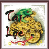ราคา ภาพวาดครอสติช คางคกโชคลาภ คาบเหรียญ ดีแอลเอช 88858 (42963513400)