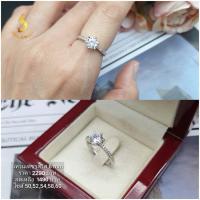 ราคา (JindaJewelry)แหวนเงินแท้ฝังเพชรสวิต(czเกรด5a) ตัวเรือนเงินแท้92.5%เคลือบทองคำขาว (54308273041)