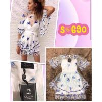 ราคา เดรสสั้นผ้าแก้วปักลายดอกไม้ (5061774656)