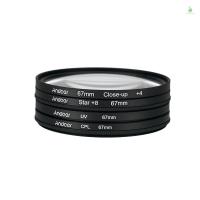 ราคา Andoer 67mm UV+CPL+Close-Up+4 +Star 8-Point Filter Circular Filter Kit Circular Polarizer Filter Macro Close-Up Star 8-Point Filter with Bag for Canon Pentax DSLR Camera (25406677942)