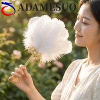 ราคา ADAMESUO พัดลมมือขนนก,ทองจับพัดลมขนนกปุยที่มีสีสัน,Handmade Craft Vintage Ornament Fairy Fan Faux Pearl พัดลมมือถือคอสเพลย์ (57510559256)
