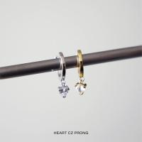 ราคา ต่างหูห่วงเงิน 925 - ต่างหูห่วง CZ หัวใจชุบทอง 18K [เจาะ ID] (48456199479)
