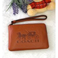 ราคา COACH Coach Women Corner Zip Wristlet With Horse And Carriage QB/Ginger ของแท้ (25184060827)