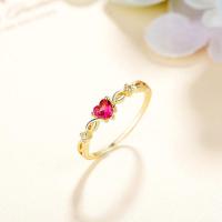 ราคา 18K Gold Plated Tiny Amethyst Diamond Ruby Love Heart ชิ้นประณีตขนาดเล็กสดสไตล์ผู้หญิงแหวนเครื่องประดับ (48259009363)