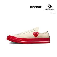 ราคา ♞Comme des Garcons PLAY x Converse Chuck Taylor All Star 1970s OX low Rei Kawakubo White Red ของแท้ (28640544651)