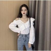 ราคา Zoozy Shop เสื้อเชิ้ต แขนยาว สายเดี่ยวเปิดไหล่ข้างเดียว (43880592659)