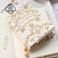 ราคา ปกหนังสือ ผ้าหยก ปักลายกิ่งไม้ สีทอง 3D ขนาด A5 A6 ปรับได้ (19485862955)