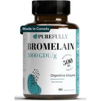 ราคา PUREFULLY Bromelain 3000 GDU/g 500mg, 90 แคปซูลสําหรับ Superior Digestive Support - อาหารเสริมเอนไซม์โปรตีนจากสับปะรดธรรมชาติ (51359609958)