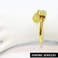 ราคา Inspire Jewelry ,กำไลหินไหมทอง ตัวเรือนหุ้มทองแท้ 100% 24K ลงยา ฟรีไซด์ นำโชค เสริมดวง โชคลาภ พร้อมถุงกำมะหยี่ (1037082466)