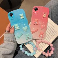 ราคา 3D แฟชั่นน่ารักหวานการ์ตูนหมีตุ๊กตาซิลิโคนอ่อนนุ่มสีชมพู Sky สีฟ้าสีม่วงสายคล้องมือสร้อยข้อมือเคสโทรศัพท์สําหรับ Oppo A17k 4G 17K 4G ฝาหลัง (50158782007)