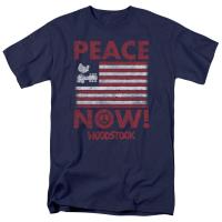 ราคา Woodstock Peace Now T Shirt Mens License 60S Rock Band Festival Tee Navy (44561474017)
