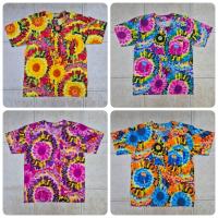 ราคา เสื้อลายดอก คอกลม , เสื้อสงกรานต์ ลายดอกทานตะวัน ดอกใหญ่ ลายมัดย้อม (41728968215)