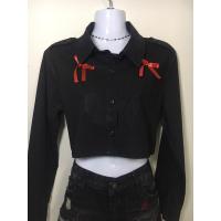 ราคา เสื้อครอปเชิ้ตสีดำไซส์S M L (25703891635)