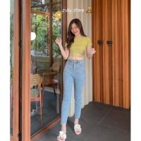 ราคา - กางเกงยีนส์ทรงบอยผ้ายืด ปลายขาตัด (14070711509)