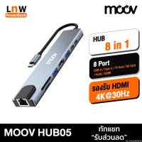 ราคา [ส่งด่วน] Moov HUB05 USB Hub Type C ฮับ 8 in 1 OTG PC Laptop USB Type C HDMI 4K TF SD RJ45 Card Reader (24222876707)