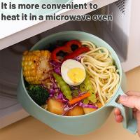 ราคา Ramen Cooker Ramen Bowl Set ตะเกียบความจุขนาดใหญ่ไมโครเวฟ Ramen Cooker ฟางข้าวสาลี R5n5 (44328957701)