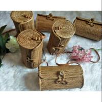 ราคา ทรงกระบอก กระเป๋าบาหลี หวายแท้ สายหนังแท้ (2369005584)