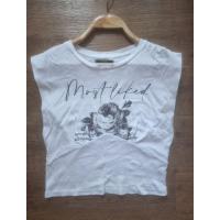 ราคา Bershkaเสื้อยืดครอปสีขาวคอกลมแขนกุดพิมพ์ลายสีดำไซส์Mอก34ยาว18.5(งานมือสอง)27 (27029454181)