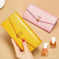 ราคา หนังวัวแท้ กระเป๋าสตางค์ผู้หญิงสีเหลืองสดใส ดีไซน์ใหม่ พกพาสะดวก ใส่มือถือและบัตรได้มากมาย (44758703597)