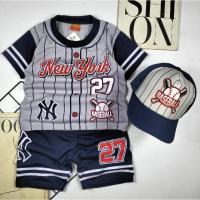 ราคา TJ ใหม่ล่าสุด SHORT-SLEEVED BOYS SUITS WITH NEW YORK STYLE BASEBALL MOTIF พร้อมหมวก AGES 1-10 ปี (24947916475)